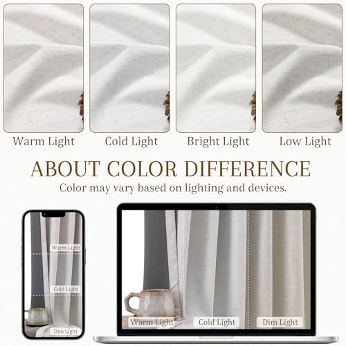 Nanspring 100% Blackout Linen Curtains for Bedroom 86 Inch Long Natural - color: Natural, size: 50"W x 86"L (Pack of 2)