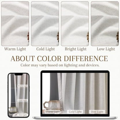 Nanspring 100% Blackout Linen Curtains Tier 24 Inch Long for Cafe Cream - color: Natural, size: 36"W x 24"L (Pack of 2)