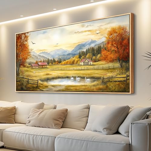 PHAOHUAXM Large Canvas Wall Art For Living Room Wall Decor For Office Bedroom Mural Ink-Wash Landscape Paintings Printing Artwork Restaurant Kitchen Mural Modern Home Decoration 20"X40" Wood Framed - color: Print Ink-Wash Landscape Paintings Wood Framed 1