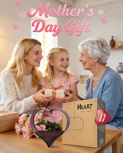 Heart Hanging Planter Metal Plant Hanger with Drainage Hole - color: Rustic Heart