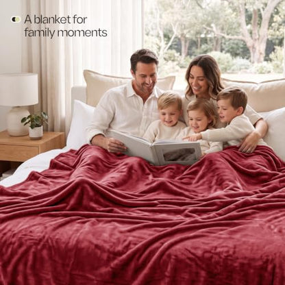 Soft Fleece Blanket for Bed Queen Size Burgundy (90x90 Inch) - color: Burgundy, size: Queen (90x90 Inch)