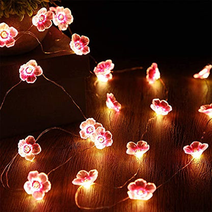 Mudder 1 Pack 13 FT 40 LEDs Cherry Blossom Flower String Lights