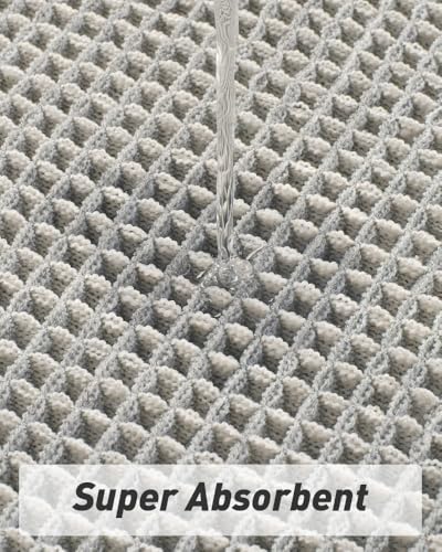 Upgraded Waffle Bath Mat Runner Absorbent Non Slip Bathroom Mat, 2' x 4' - color: Light Grey & Cream, size: 2' x 4'