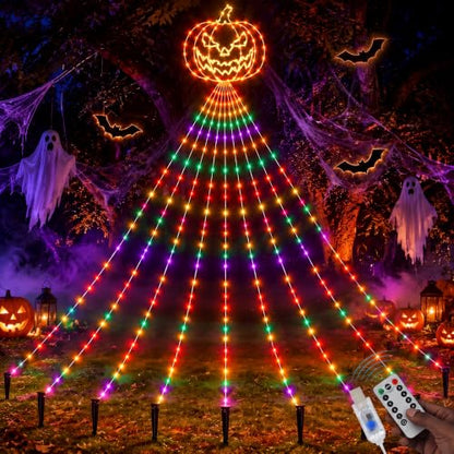 Gerrii 14FT Halloween Pumpkin Waterfall String Lights, USB Outdoor Lights - style: Halloween Pumpkin