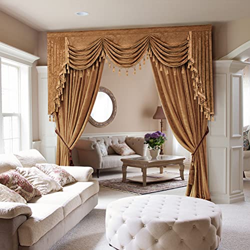 ELKCA Thick Chenille Window Curtains Valance for Living Room Bronze Waterfall Valance for Bedroom,1 Panel (Bronze, W79) - color: Valance,bronze, size: 79"W x 43"L (Pack of 1)