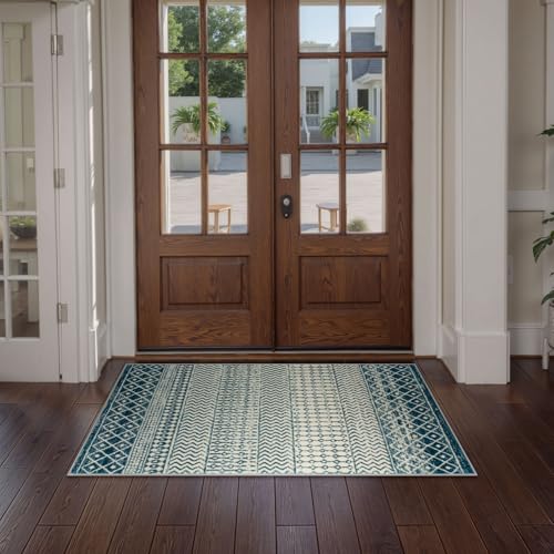 Coastal Kitchen Runner Rugs, 2x4 Small Boho Blue Bathroom Rugs - color: Royal Blue, size: 2' x 4' (Rectangular)