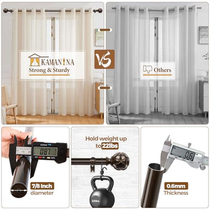 KAMANINA Curtain Rods for Windows 48 to 84 Inch, Heavy Duty, Antique Bronze - color: Antique Bronze, size: 48-84"