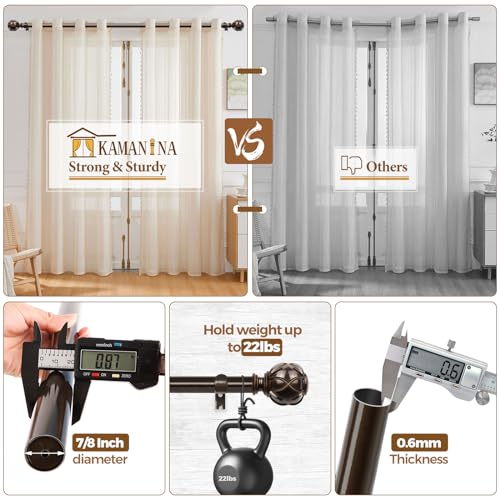 KAMANINA Curtain Rod 32 to 58 Inch, Antique Bronze Adjustable Drapery Rods - color: Antique Bronze, size: 32-58"