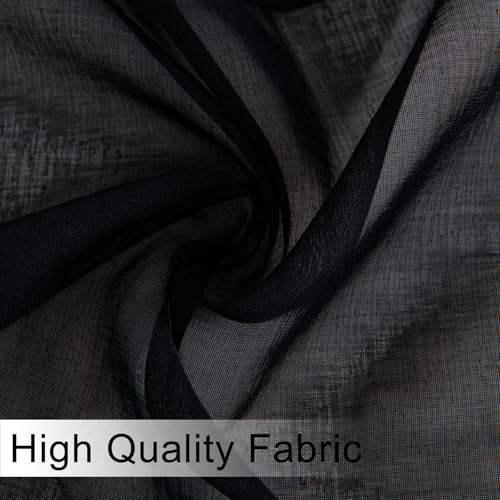 DWCN Sheer Curtain Valance - Linen Look Window Curtains for Bathroom Kitchen Cafe - Rod Pocket Semi Sheer Drapes, Black, 1 Panel, 42 x 18 Inch - color: Black, size: 42"W x 18"L (Pack of 1)