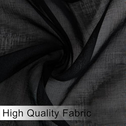 DWCN Sheer Curtain Valance - Linen Look Window Curtains for Bathroom Kitchen Cafe - Rod Pocket Semi Sheer Drapes, Black, 1 Panel, 42 x 18 Inch - color: Black, size: 42"W x 18"L (Pack of 1)