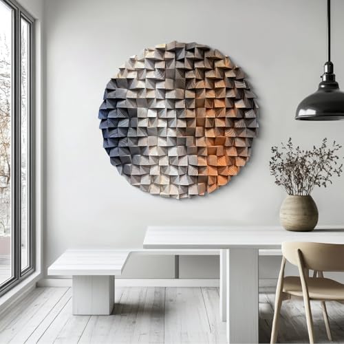 LIUZEYUE Extra-large circular wooden mosaic, huge circular mosaic - color: Blue+Beige+Coffee, size: Ø 59"