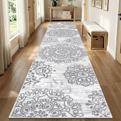 HEBE Hallway Runner Rug 2'8''x12', Washable Non Slip Kitchen Rug Runner - color: Grey, size: 2'8" x 12' (Rectangular)