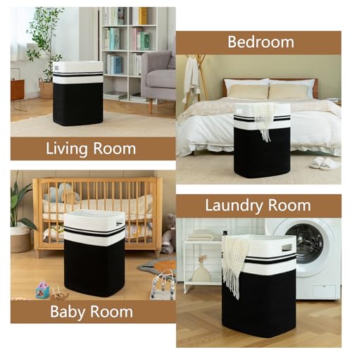 OIAHOMY Laundry Hamper Collapsible Laundry Basket Clothes Organizer Black - color: Black, size: 16.5*13*22