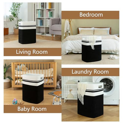 OIAHOMY Laundry Hamper Collapsible Laundry Basket Clothes Organizer Black - color: Black, size: 16.5*13*22