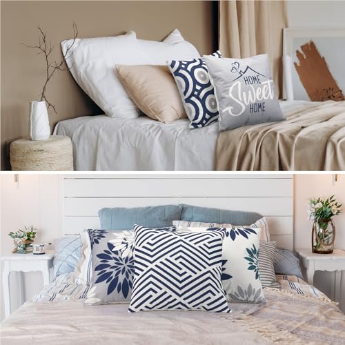 Flutesan 12 Pcs Pillow Covers 18x18 Geometric Linen for Couch, Gray Blue - color: Gray Blue