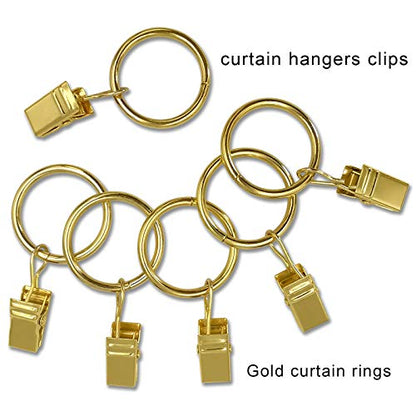 LLPJS Curtain Rings with Clips, 1 inch ID, 100 Pack, Gold - color: Gold, size: 1" I D Set of 100
