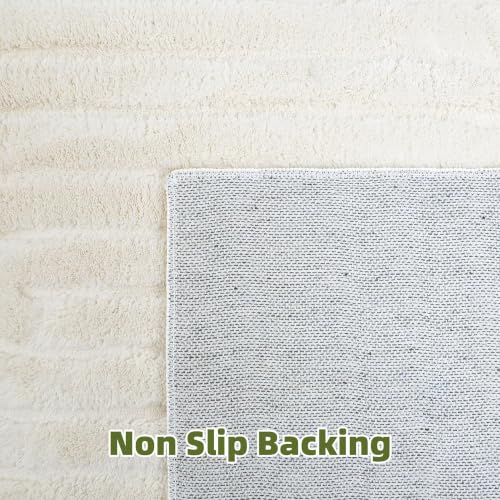 Beige Solid Area Rug 6x9, Washable Rugs for Living Room Bedroom - color: Light Beige, size: 6' x 9' (Rectangular)