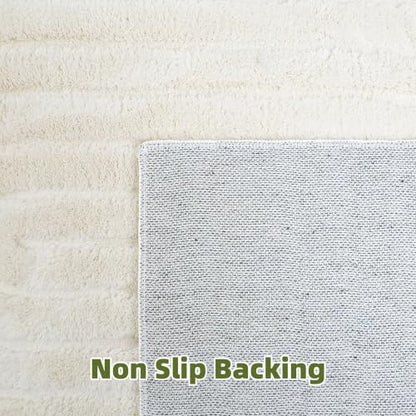 Beige Solid Area Rug 6x9, Washable Rugs for Living Room Bedroom - color: Light Beige, size: 6' x 9' (Rectangular)