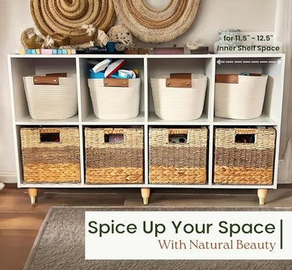 CHI AN HOME 11x11 Wicker Storage Cubes Storage Baskets For Shelves Set 4 - size: 10.5x10.5x10.5