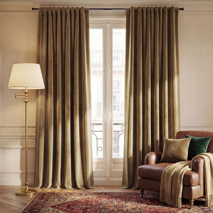 NICETOWN Blackout Brown Velvet Curtains for Bedroom, W52 x L120, 2 Panels - color: Brown, size: 52"W x 120"L (Pack of 2)