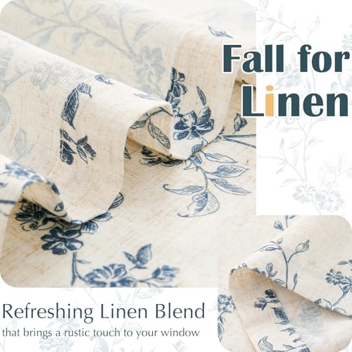 jinchan Floral Linen Kitchen Tier Curtains, 20 Inch, 2 Panels, Blue - color: Alisa Blue, size: 26"W x 20"L (Pack of 2)