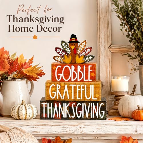 4Pcs Fall Table Decoration Thanksgiving Wooden Turkey Sign - style: Turkey