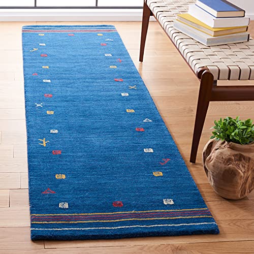 SAFAVIEH Himalaya Collection Runner Rug - 2'3" x 10', Blue, Handmade Boho Tribal Wool, Ideal for High Traffic Areas in Living Room, Bedroom (HIM563M) - color: Blue, size: 2'3" x 10' (Runner)