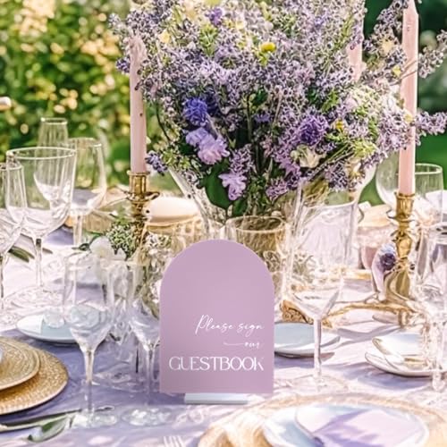 Weysat 4 Pcs Lavender Purple Acrylic Wedding Signs for Ceremony Reception - color: Lavender Purple