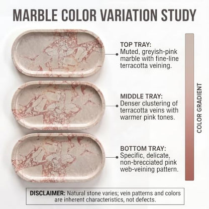 YKAJO Calacatta Viola Pink Oval Marble Tray, 11.8x5.9 Perfume Organizer - color: Calacatta Viola Pink, size: 11.8" x 5.9" x 0.6"