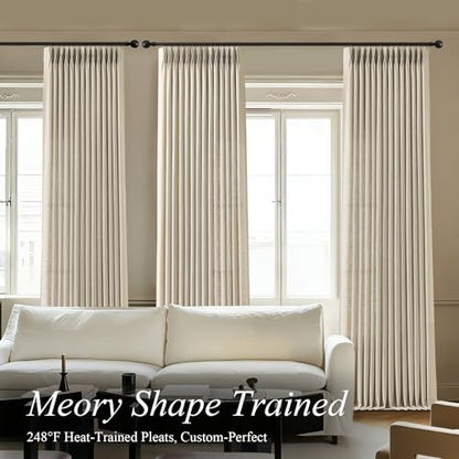 AUSSPVOCT 96 Inch Curtains Pinch Pleated Linen-Like Drapes 2 Panel Set - color: Burlywood Birch, size: 40"W x 96"L (Pack of 2)