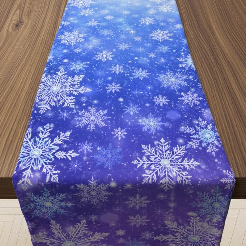 Christmas Decorations - Blue and White Winter Snowflake Table Runner - color: Christmas Snowflake