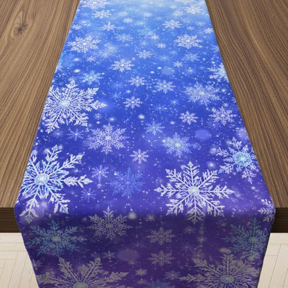 Christmas Decorations - Blue and White Winter Snowflake Table Runner - color: Christmas Snowflake