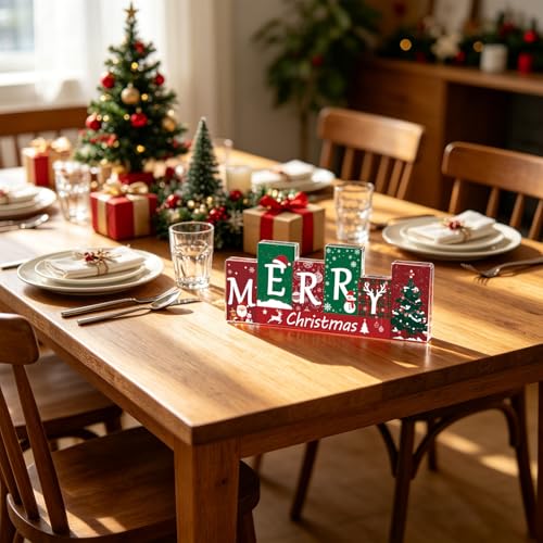 Merry Christmas Sign Winter Tiered Tray Decor Reversible Regalos De Navidad - color: small winter