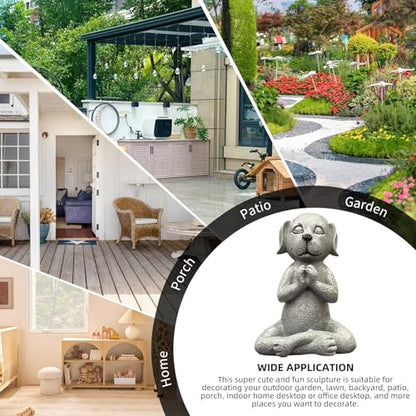 Meditating Buddha Dog Statue - 4.8 Inches Resin Yoga Figurine - Cute Funny Zen Animal Tabletop Decor for Patio, Terrace, Lawn and Outdoor Garden