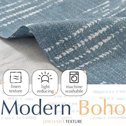 jinchan Striped Valance 18 Inch Modern Boho 1 Panel Blue - color: Boho Blue, size: 50"W x 18"L (Pack of 1)