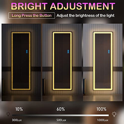 LVSOMT 63 x 20 in Full Length Mirror with LED Lights, RGB Lighting, White - color: White, size: 63"L x 20"W