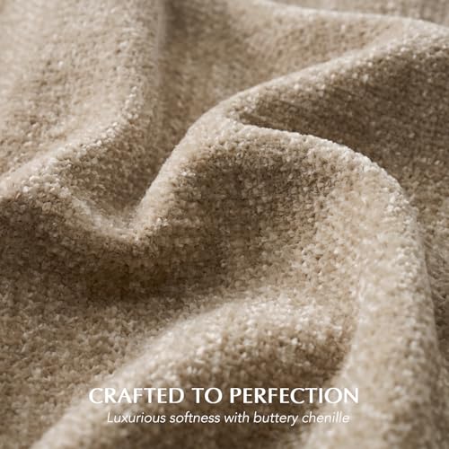 EverGrace Chenille Knit Throw Blanket for Couch, 60"x80", Beige - color: Beige, size: 60"x80"
