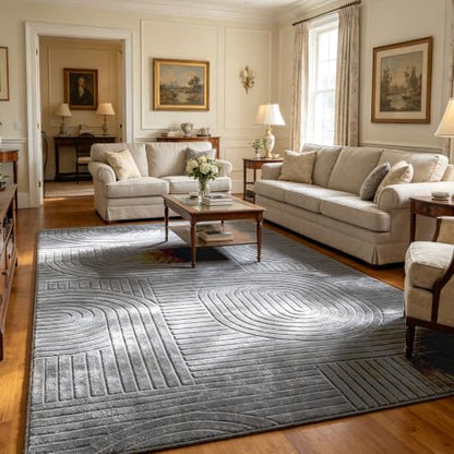 5x7 Solid Grey Area Rugs for Living Room, Washable Soft Bedroom Rug - color: Grey, size: 5' x 7' (Rectangular)