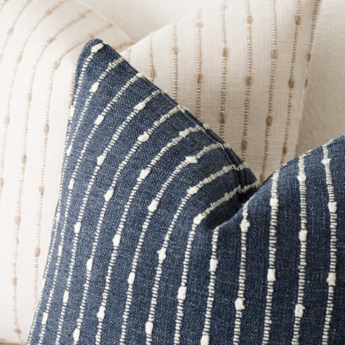 Foindtower Boho Striped Boucle Lumbar Throw Pillow Covers 12x20 Dark Blue - color: Blue Ashes, size: 20" x 12" (Pack of 2)