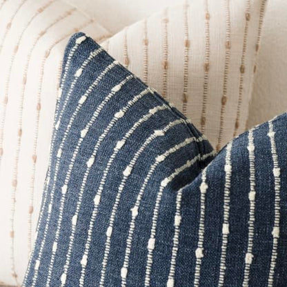 Foindtower Boho Striped Boucle Lumbar Throw Pillow Covers 12x20 Dark Blue - color: Blue Ashes, size: 20" x 12" (Pack of 2)