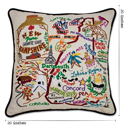 Catstudio New Hampshire Hand Embroidered Pillow, Decorative Throw Pillow - color: New Hampshire