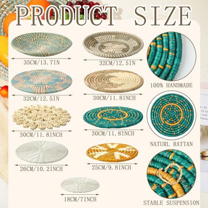 Tatuo 11 Pcs Boho Wall Basket Decor Woven Wall Hanging Art, Bright - style: Bright