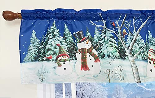 Holiday Winter Snowman Holiday Rod Pocket Valance 58 x 18 Inches - color: Snowman, size: 58"W x 18"L (Pack of 1)