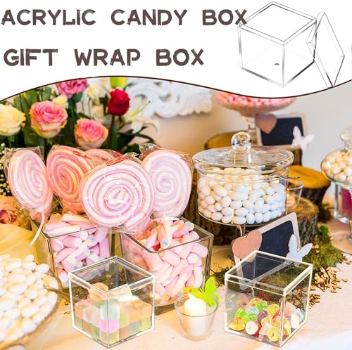 2‑Pack Acrylic Box with Lid 2.36 x 2.36 x 2.36 Inch Small Square Cube - size: 2.36 x 2.36 x 2.36 Inch