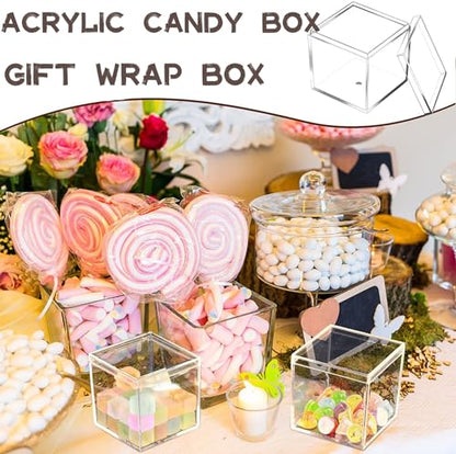 2‑Pack Acrylic Box with Lid 2.36 x 2.36 x 2.36 Inch Small Square Cube - size: 2.36 x 2.36 x 2.36 Inch