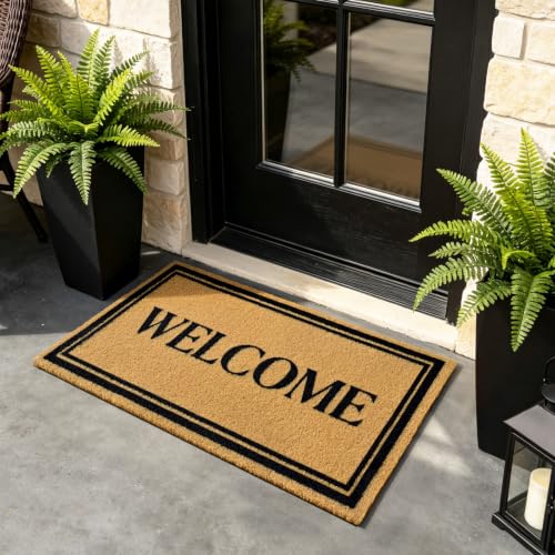Front Door Mat Outside Non-Slip Welcome Doormat (Welcome, 17x29 in) - color: Welcome Border