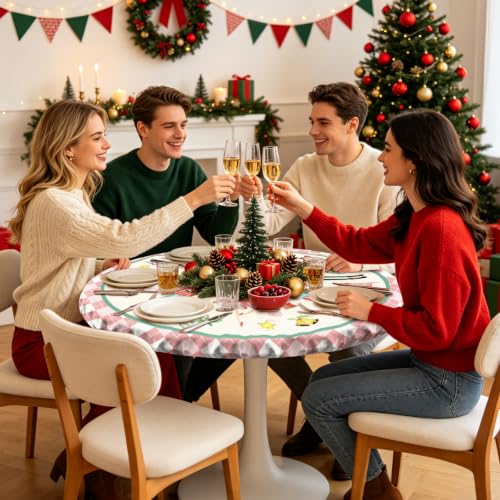 Nutcracker Christmas Tablecloth Round 43x43 Inch Polyester Woven - color: Nutcracker