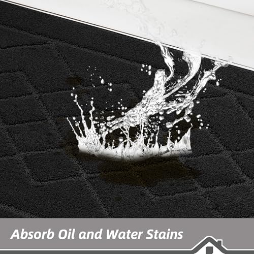BEQHAUSE Kitchen Rugs Set of 2 Non Slip Runner, 20"x30"+20"x48", Black - color: Black, size: 20" X 30" + 20" X 48"