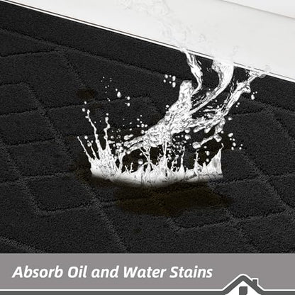 BEQHAUSE Kitchen Rugs Set of 2 Non Slip Runner, 20"x30"+20"x48", Black - color: Black, size: 20" X 30" + 20" X 48"