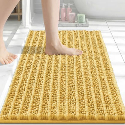 Arotive Bathroom Rugs Mat 24x16, Soft Absorbent Chenille Shaggy Bath Mat - color: Yellow, size: 24" X 16"